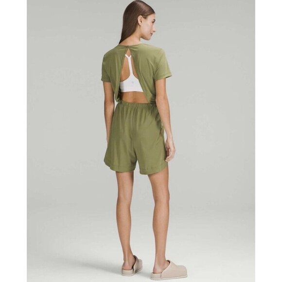 Lululemon Pants - Lululemon Lightweight High-Neck Romper Bronze Green Size 2 EUC